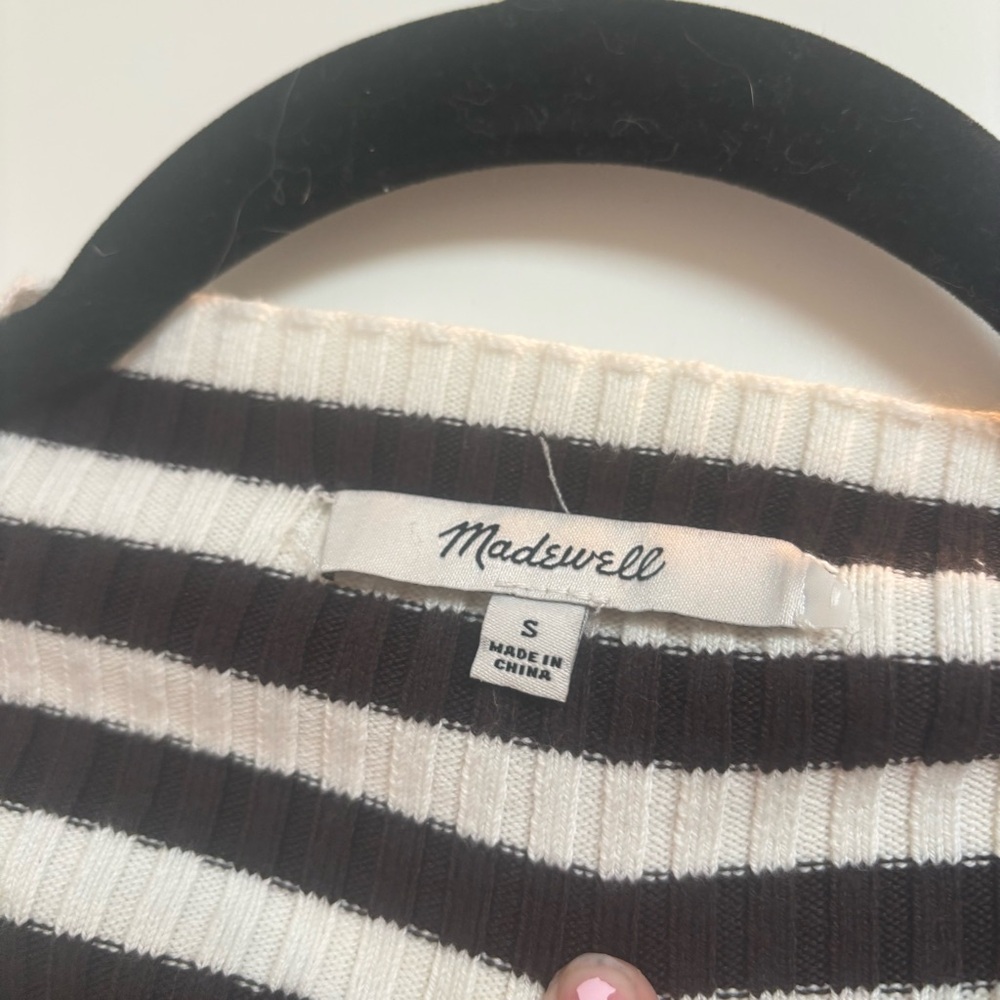Coffee Brown and White Striped Ribbed Top - Picture 3 of 4